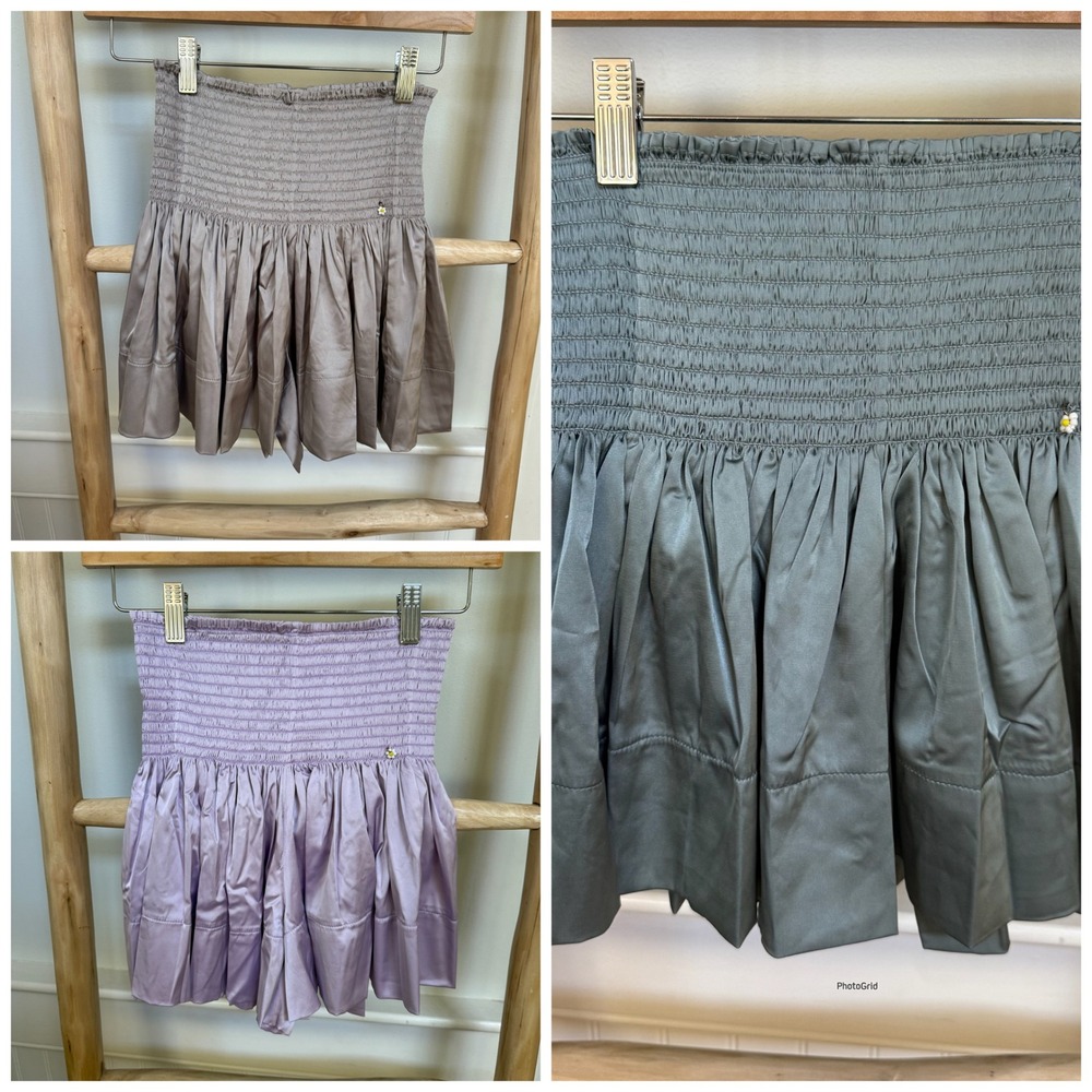 NWT Natural Life Women XS Smocked Satin Skort Bundle of 3 Pleated Mini